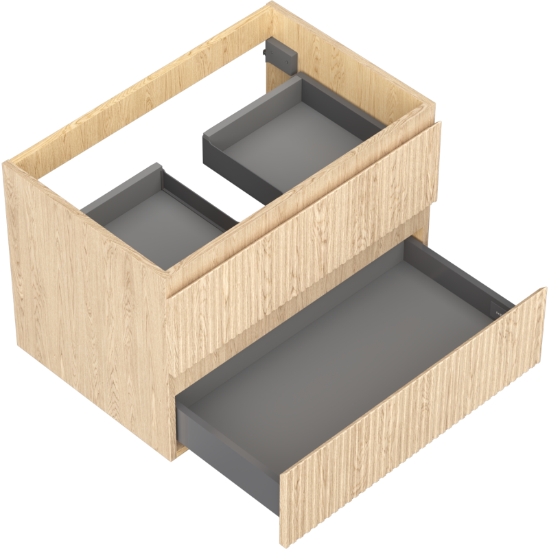 Mexen Rivel Badezimmer-Unterschrank 70 cm, 2 Schubladen, geriffelt, Eiche - 91A20-07047-2-BFF81
