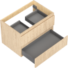 Mexen Rivel Badezimmer-Unterschrank 70 cm, 2 Schubladen, geriffelt, Eiche - 91A20-07047-2-BFF81