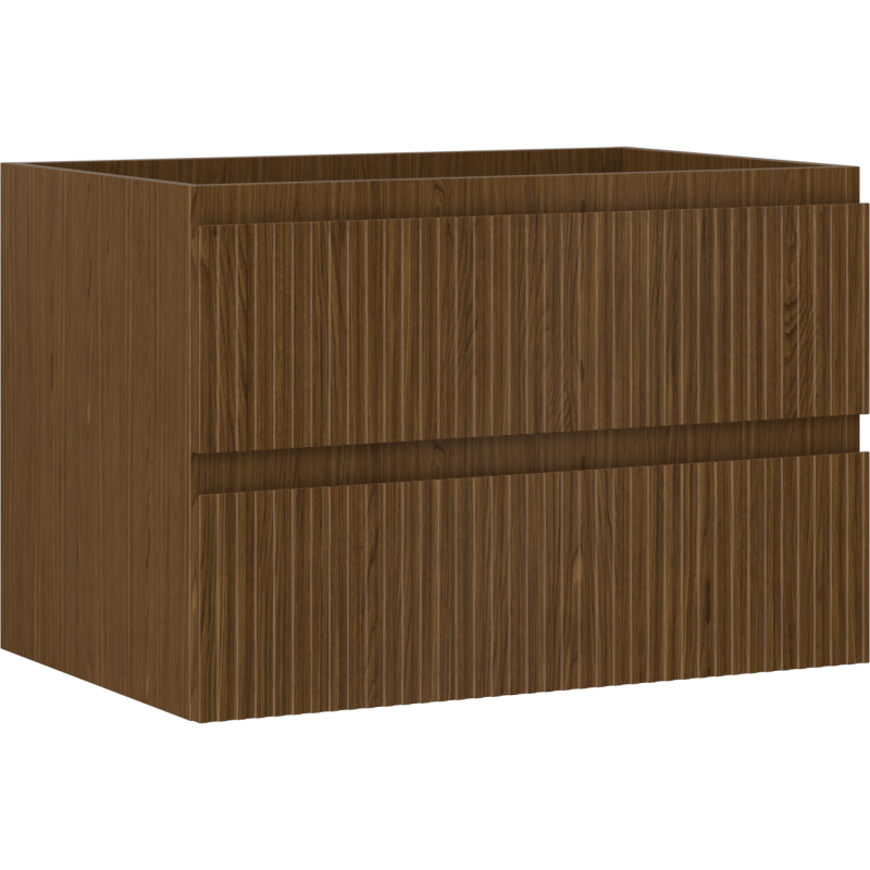 Mexen Rivel Badezimmerschrank Unterschrank 70 cm, 2 Schubladen, geriffelt, Nussbaum - 91A20-07047-2-BFF86