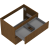 Mexen Rivel Badezimmerschrank Unterschrank 70 cm, 2 Schubladen, geriffelt, Nussbaum - 91A20-07047-2-BFF86