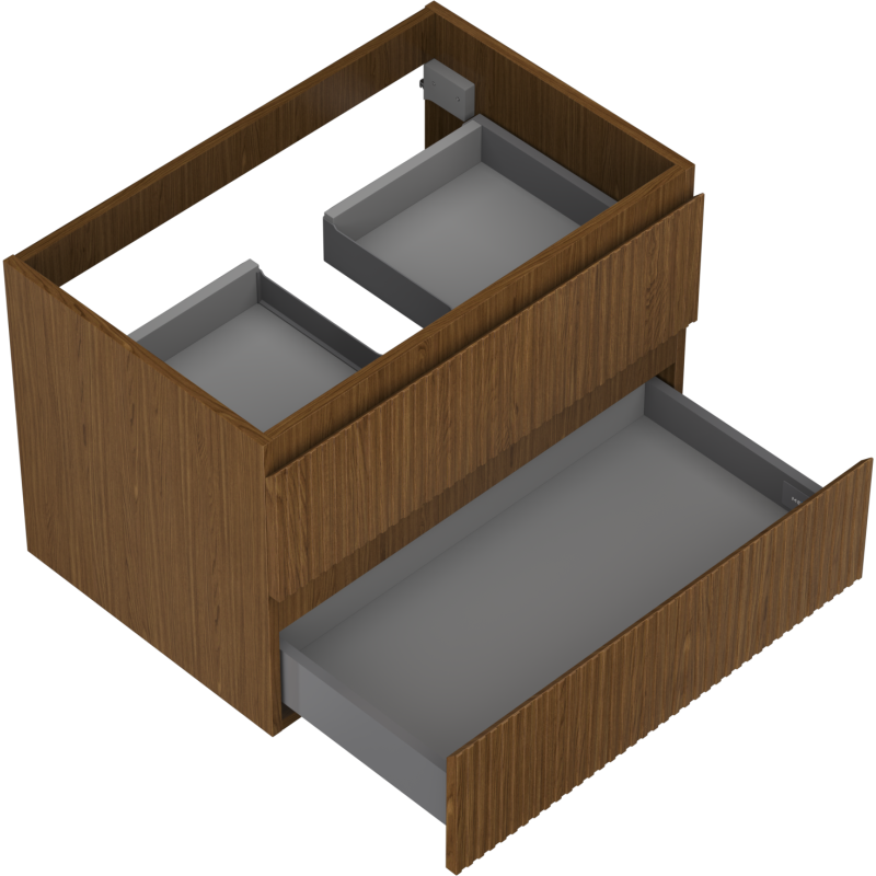 Mexen Rivel Badezimmerschrank Unterschrank 70 cm, 2 Schubladen, geriffelt, Nussbaum - 91A20-07047-2-BFF86