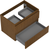 Mexen Rivel Badezimmerschrank Unterschrank 70 cm, 2 Schubladen, geriffelt, Nussbaum - 91A20-07047-2-BFF86