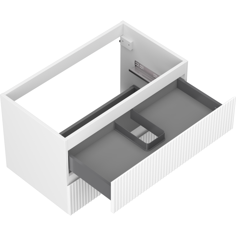 Mexen Rivel Badezimmerschrank unter Waschbecken 80 cm, 2 Schubladen, geriffelt, weiß matt - 91A20-08047-2-BFF01