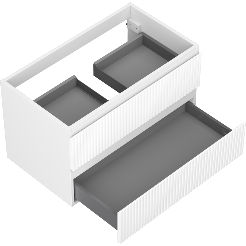 Mexen Rivel Badezimmerschrank unter Waschbecken 80 cm, 2 Schubladen, geriffelt, weiß matt - 91A20-08047-2-BFF01