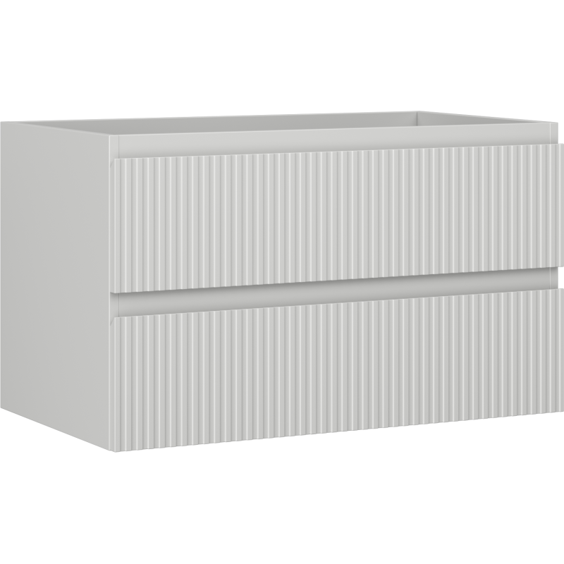 Mexen Rivel Badezimmerschrank für Waschbecken 80 cm, 2 Schubladen, geriffelt, grau matt - 91A20-08047-2-BFF62