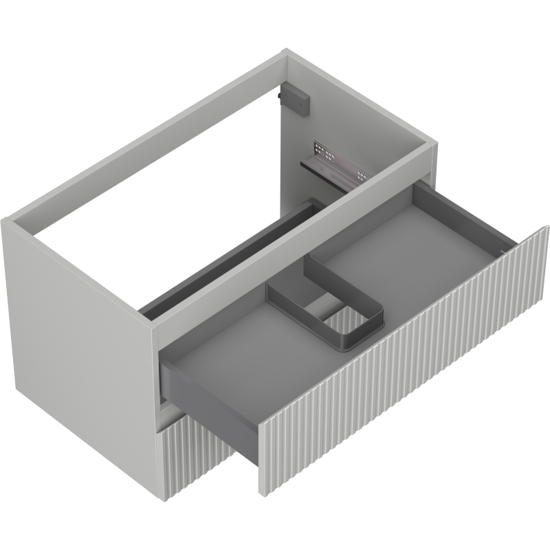 Mexen Rivel Badezimmerschrank für Waschbecken 80 cm, 2 Schubladen, geriffelt, grau matt - 91A20-08047-2-BFF62