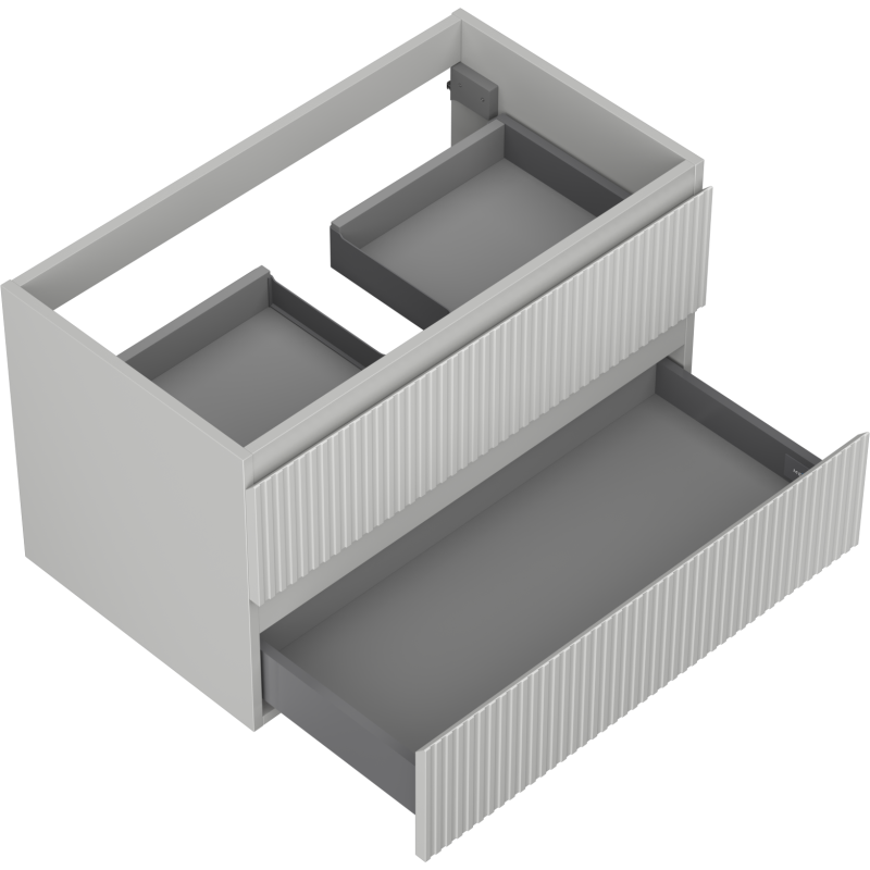 Mexen Rivel Badezimmerschrank für Waschbecken 80 cm, 2 Schubladen, geriffelt, grau matt - 91A20-08047-2-BFF62