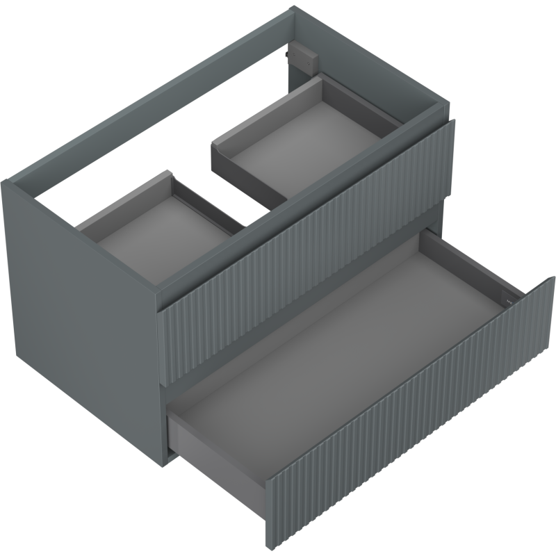 Mexen Rivel Badezimmerunterschrank 80 cm, 2 Schubladen, gerillt, Graphit Matt - 91A20-08047-2-BFF66