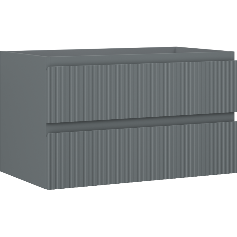 Mexen Rivel Badezimmerunterschrank 80 cm, 2 Schubladen, gerillt, Graphit Matt - 91A20-08047-2-BFF66