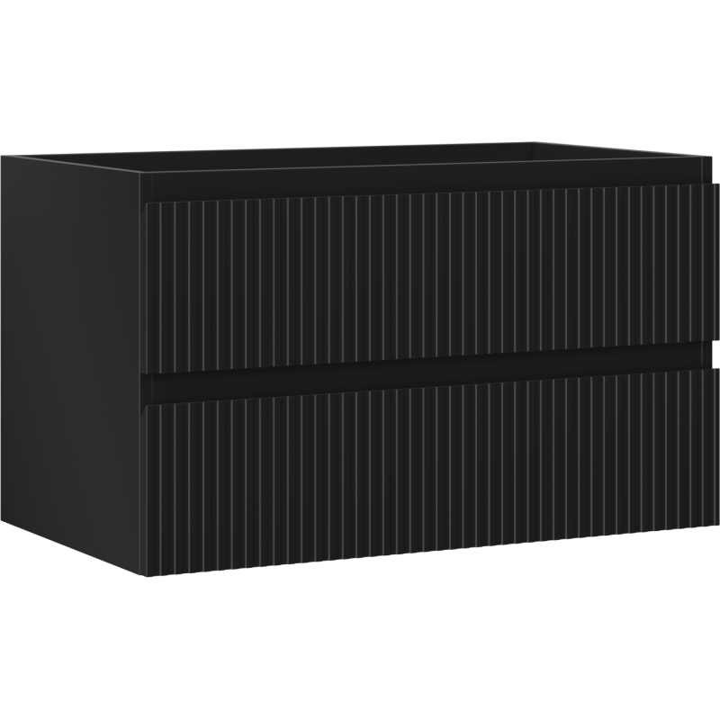 Mexen Rivel Badezimmerunterschrank 80 cm, 2 Schubladen, geriffelt, schwarz matt - 91A20-08047-2-BFF71