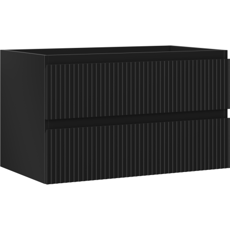 Mexen Rivel Badezimmerunterschrank 80 cm, 2 Schubladen, geriffelt, schwarz matt - 91A20-08047-2-BFF71
