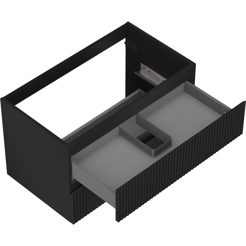 Mexen Rivel Badezimmerunterschrank 80 cm, 2 Schubladen, geriffelt, schwarz matt - 91A20-08047-2-BFF71