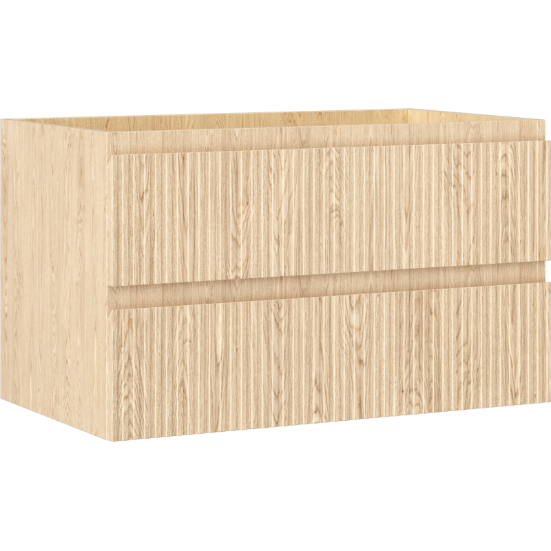 Mexen Rivel Badezimmerschrank unter Waschbecken 80 cm, 2 Schubladen, geriffelt, Eiche - 91A20-08047-2-BFF81
