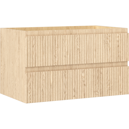 Mexen Rivel Badezimmerschrank unter Waschbecken 80 cm, 2 Schubladen, geriffelt, Eiche - 91A20-08047-2-BFF81