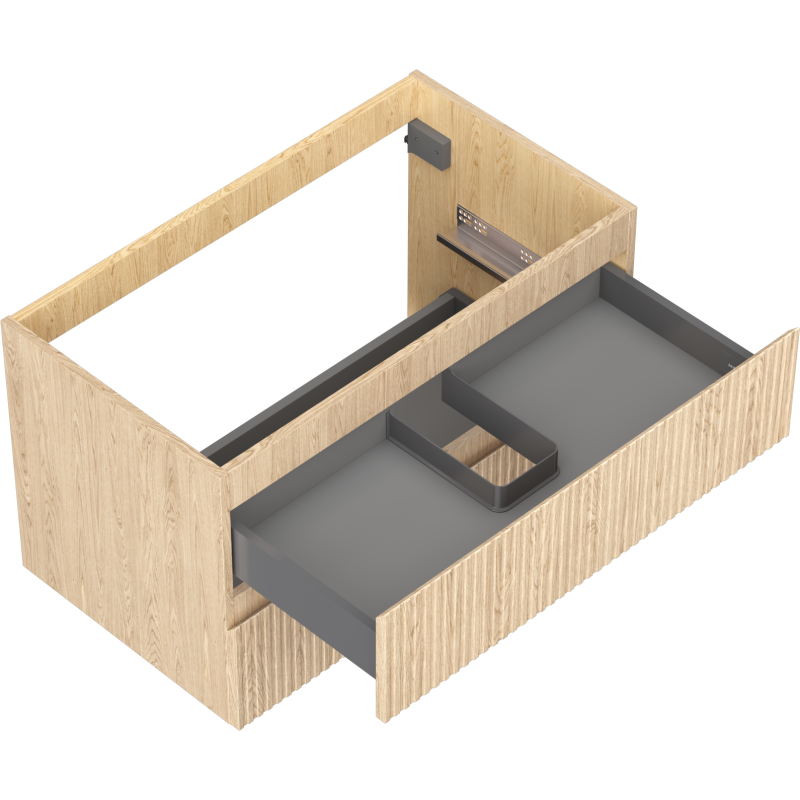 Mexen Rivel Badezimmerschrank unter Waschbecken 80 cm, 2 Schubladen, geriffelt, Eiche - 91A20-08047-2-BFF81
