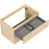 Mexen Rivel Badezimmerschrank unter Waschbecken 80 cm, 2 Schubladen, geriffelt, Eiche - 91A20-08047-2-BFF81