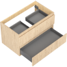 Mexen Rivel Badezimmerschrank unter Waschbecken 80 cm, 2 Schubladen, geriffelt, Eiche - 91A20-08047-2-BFF81