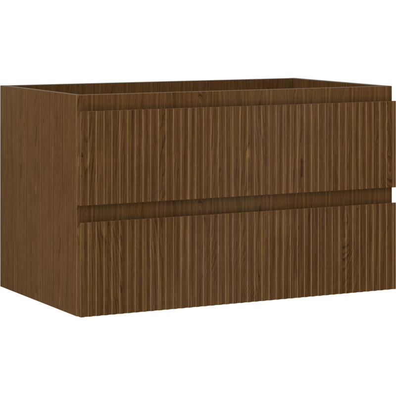 Mexen Rivel Badezimmerschrank unter Waschbecken 80 cm, 2 Schubladen, gerillt, Nussbaum - 91A20-08047-2-BFF86