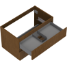 Mexen Rivel Badezimmerschrank unter Waschbecken 80 cm, 2 Schubladen, gerillt, Nussbaum - 91A20-08047-2-BFF86