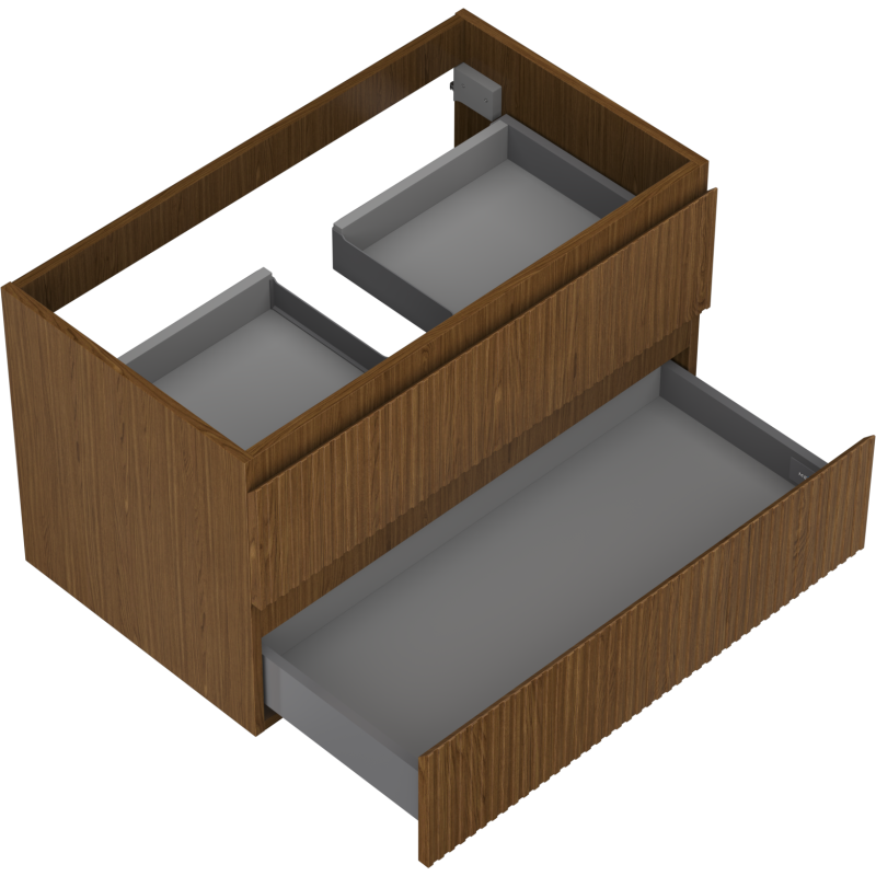 Mexen Rivel Badezimmerschrank unter Waschbecken 80 cm, 2 Schubladen, gerillt, Nussbaum - 91A20-08047-2-BFF86