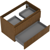Mexen Rivel Badezimmerschrank unter Waschbecken 80 cm, 2 Schubladen, gerillt, Nussbaum - 91A20-08047-2-BFF86