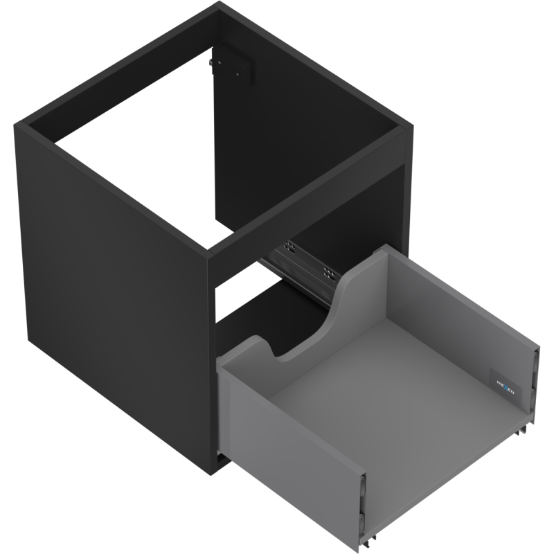 Mexen Box-A Korpus Waschbeckenunterschrank 45 cm, 1 Schublade, Schwarz Matt - 91AX0-0450-470-1-71