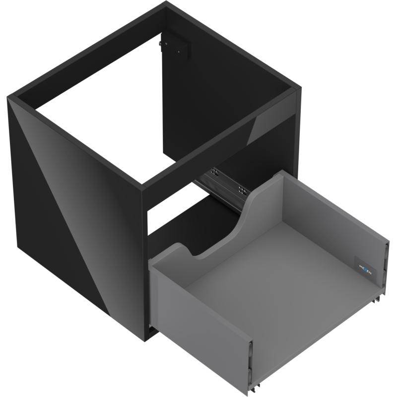 Mexen Box-A Schrankkorpus für Waschbecken 50 cm, 1 Schublade, schwarz glänzend - 91AX0-0500-470-1-70