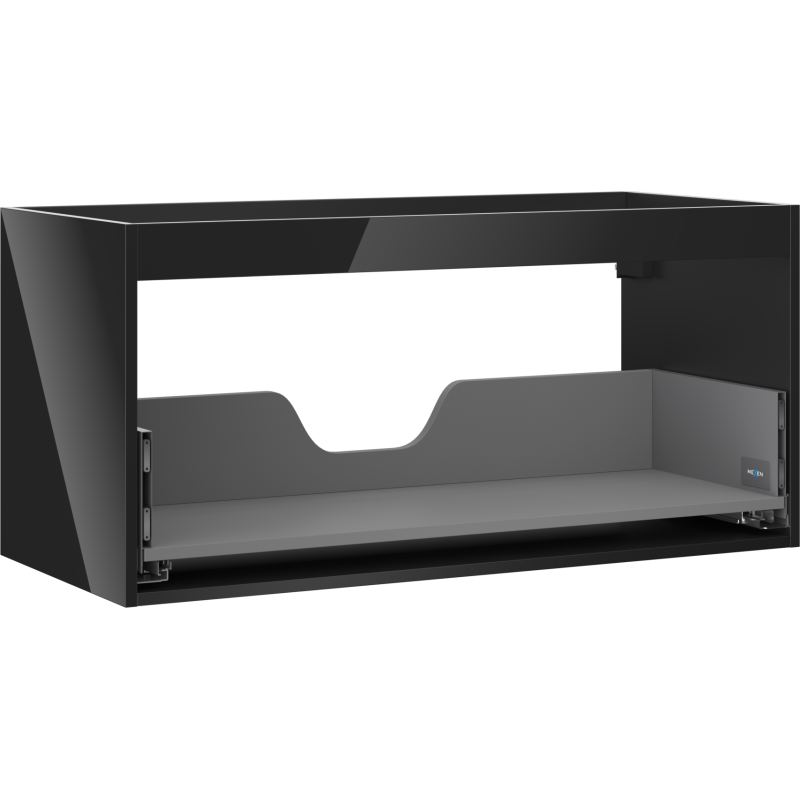 Mexen Box-A Unterschranken-Korpus 100 cm, 1 Schublade, Schwarz Hochglanz - 91AX0-1000-470-1-70