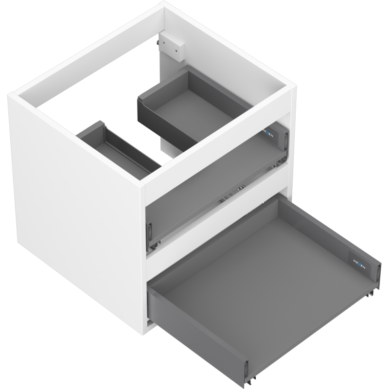 Mexen Box-A Korpus des Waschtischunterschranks 50 cm, 2 Schubladen, Weiß Matt - 91AX0-0500-470-2-01
