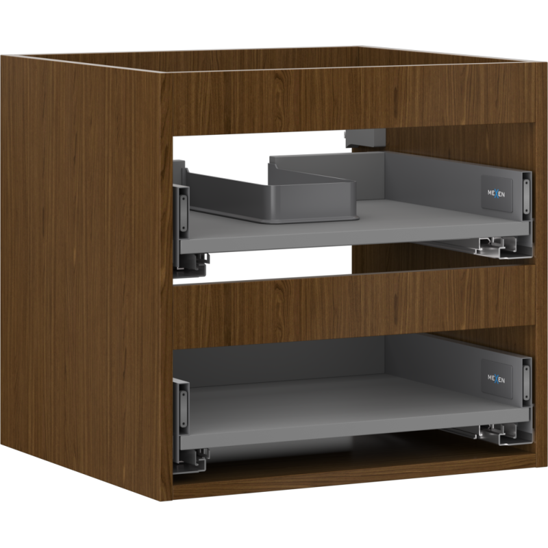 Mexen Box-A Unterwaschtisch-Korpus 50 cm, 2 Schubladen, Nussbaum - 91AX0-0500-470-2-86