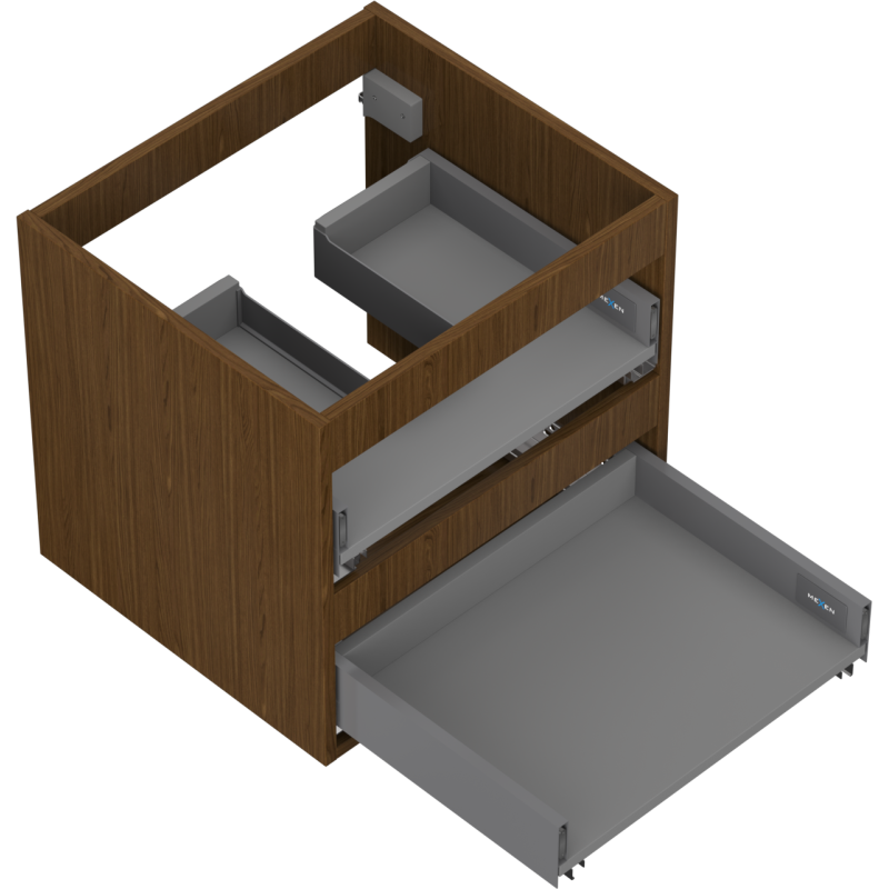 Mexen Box-A Unterwaschtisch-Korpus 50 cm, 2 Schubladen, Nussbaum - 91AX0-0500-470-2-86