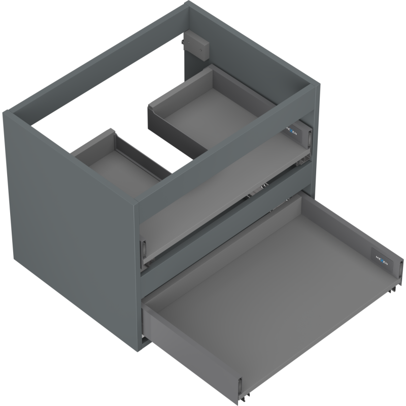 Mexen Box-A Korpus für Waschtischunterschrank 60 cm, 2 Schubladen, Graphit matt - 91AX0-0600-470-2-66