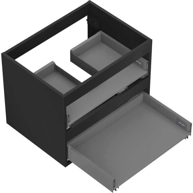 Mexen Box-A Unterschrank-Korpus, 60 cm, 2 Schubladen, Schwarz matt - 91AX0-0600-470-2-71