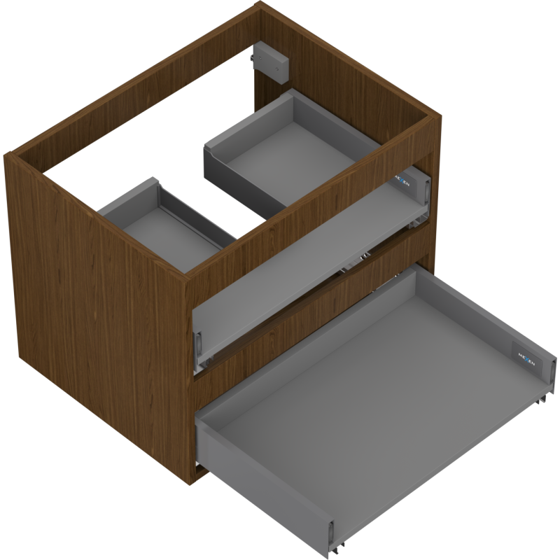 Mexen Box-A Korpus des Waschtischunterschranks 60 cm, 2 Schubladen, Nuss - 91AX0-0600-470-2-86