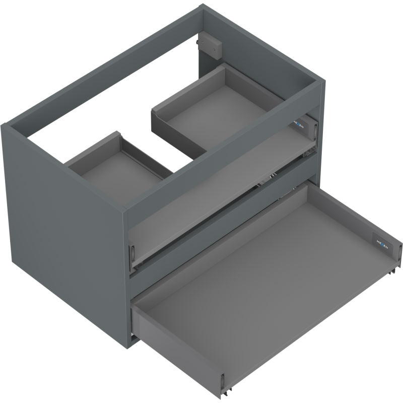 Mexen Box-A Waschtischunterschrank-Korpus 70 cm, 2 Schubladen, Graphit matt - 91AX0-0700-470-2-66
