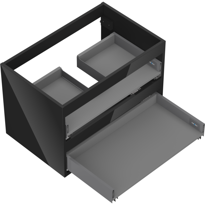 Mexen Box-A Korpus Waschtischschrank 70 cm, 2 Schubladen, schwarzer Glanz - 91AX0-0700-470-2-70