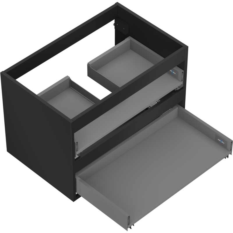 Mexen Box-A Unterschrankkorpus 70 cm, 2 Schubladen, schwarzmatt - 91AX0-0700-470-2-71