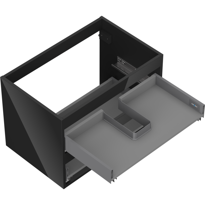 Mexen Box-A Korpus Waschtischschrank 70 cm, 2 Schubladen, schwarzer Glanz - 91AX0-0700-470-2-70
