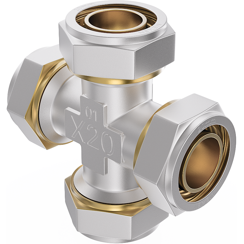 Mexen PEX-S Schraubvierwegstück PEX 16 x 16 x 16 x 16 - W97237-161616-00