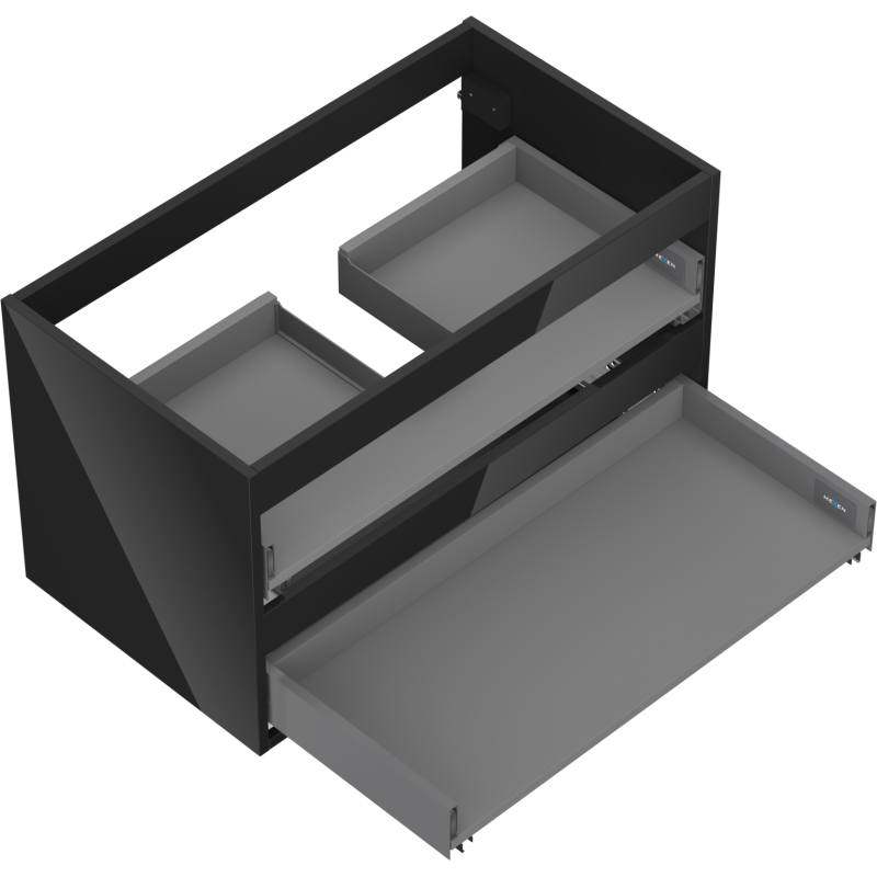 Mexen Box-A Korpus Waschtischunterschrank 80 cm, 2 Schubladen, schwarz glänzend - 91AX0-0800-470-2-70