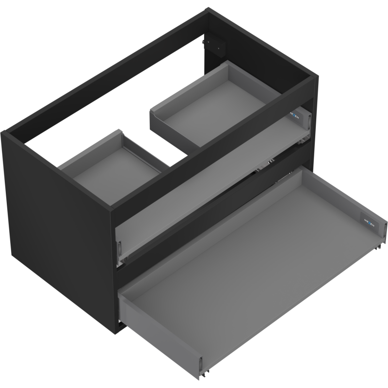 Mexen Box-A Korpus für Waschtischunterschrank 80 cm, 2 Schubladen, Schwarz Matt - 91AX0-0800-470-2-71