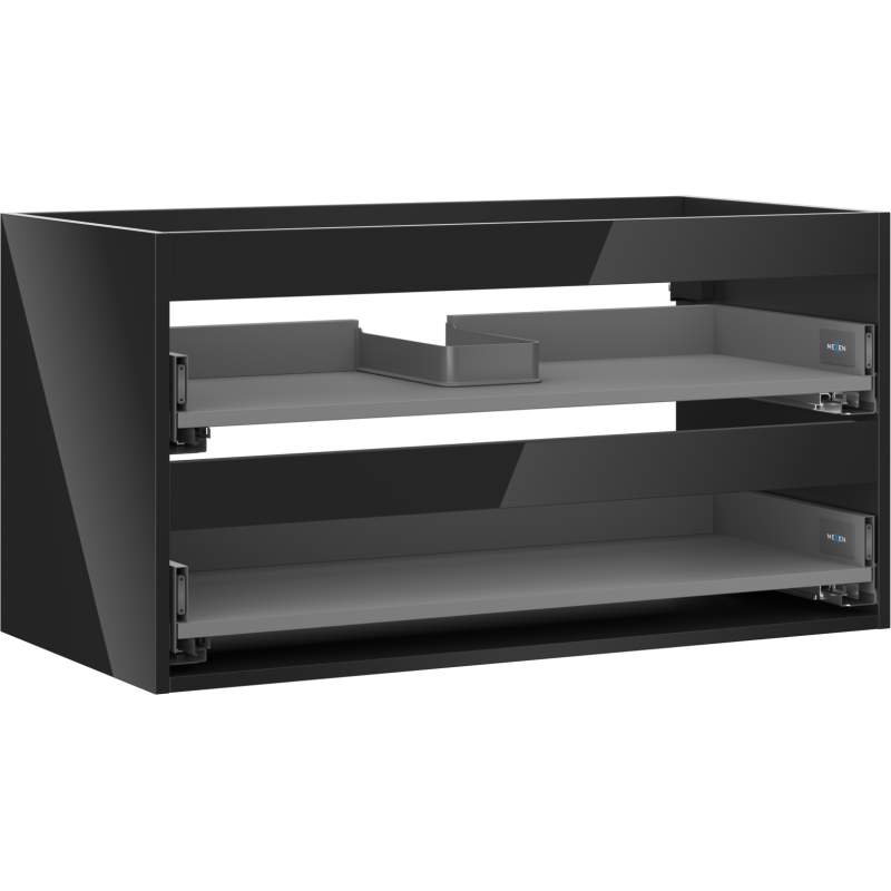 Mexen Box-A Waschtischunterschrank-Korpus 90 cm, 2 Schubladen, schwarz glänzend - 91AX0-0900-470-2-70