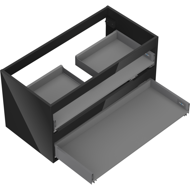 Mexen Box-A Waschtischunterschrank-Korpus 90 cm, 2 Schubladen, schwarz glänzend - 91AX0-0900-470-2-70