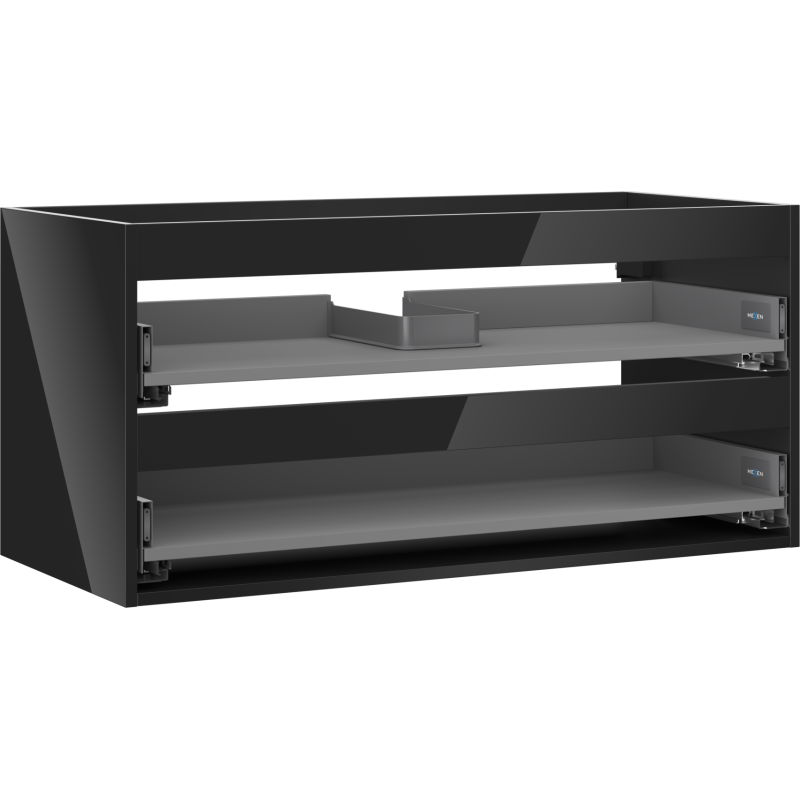 Mexen Box-A Badezimmerschrank-Korpus 100 cm, 2 Schubladen, schwarzer Glanz - 91AX0-1000-470-2-70
