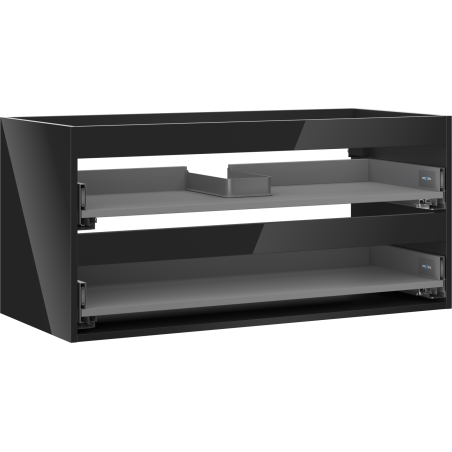 Mexen Box-A Badezimmerschrank-Korpus 100 cm, 2 Schubladen, schwarzer Glanz - 91AX0-1000-470-2-70