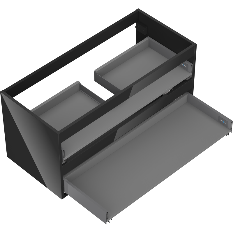 Mexen Box-A Badezimmerschrank-Korpus 100 cm, 2 Schubladen, schwarzer Glanz - 91AX0-1000-470-2-70