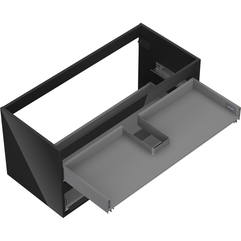 Mexen Box-A Badezimmerschrank-Korpus 100 cm, 2 Schubladen, schwarzer Glanz - 91AX0-1000-470-2-70