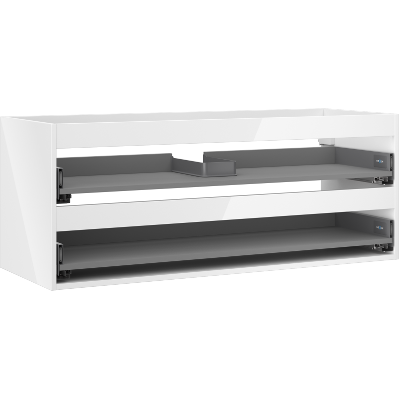 Mexen Box-A Korpus des Waschbeckenschranks 120 cm, 2 Schubladen, Weiß Hochglanz - 91AX0-1200-470-2-00