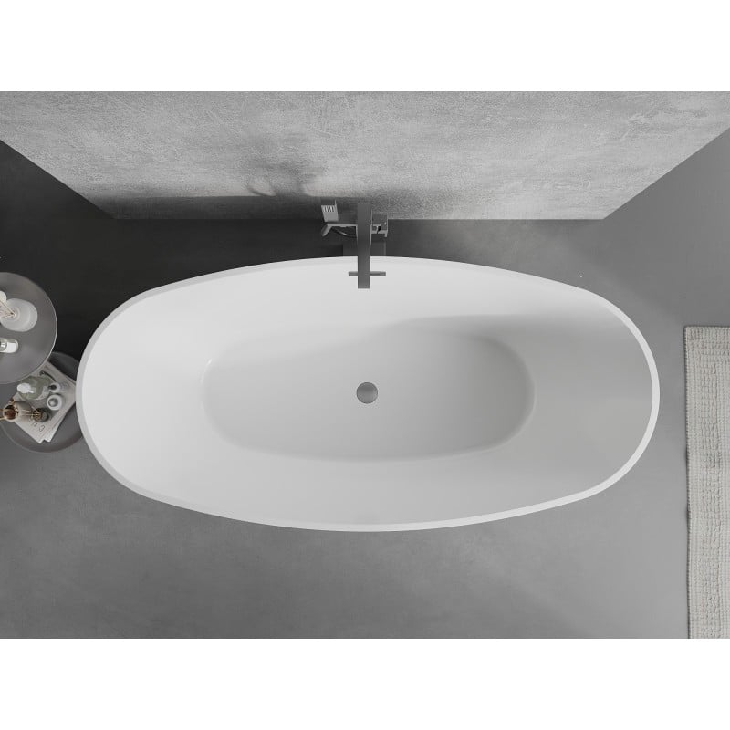 Mexen Lira freistehende Badewanne Muster 170 x 80 cm, weiß/schwarz, Überlauf gun gray gebürstet - 52831708075-66