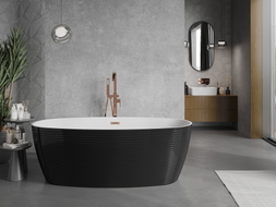 Mexen Lira freistehende Badewanne Design 170 x 80 cm, weiß/schwarz, Überlauf gebürstetes Kupfer - 52831708075-65